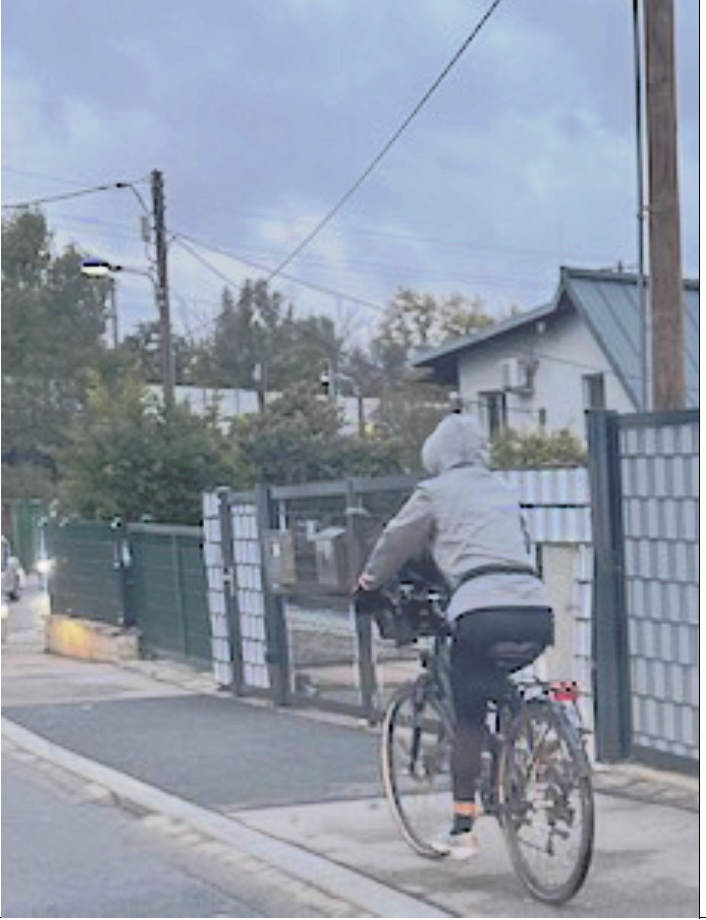 Fahrrad weicht auf den Gehsteig aus